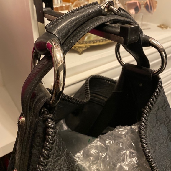 Gucci Vintage Large Canvas Horsebit Hobo Bag - Picture 6 of 12